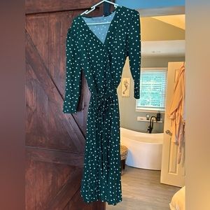 Lark and Grey-Green dress with white Polka Dots